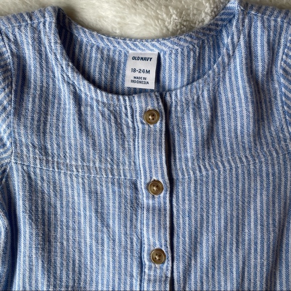 Pinstripe linen-blend romper 18-24m - Picture 3 of 6